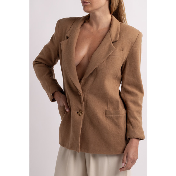 Vintage Oleg Cassini Tan Wool Blazer - Picture 4 of 5